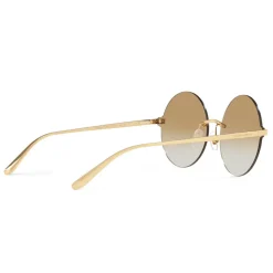 Dolce & Gabbana - Round Sunglasses Plaque Logo - Gold - Dolce & Gabbana Eyewear - Avvenice