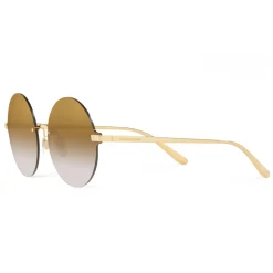 Dolce & Gabbana - Round Sunglasses Plaque Logo - Gold - Dolce & Gabbana Eyewear - Avvenice