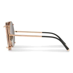 Dolce & Gabbana - Round Gold Metal Sunglasses with Clip On Rows and Roses - Dolce & Gabbana Eyewear - Avvenice