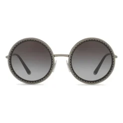 Dolce & Gabbana - Round Sunglasses with "Sacred Heart" Metal Profile - Gunmetal Black - Dolce & Gabbana Eyewear - Avvenice