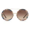 Dolce & Gabbana - Round Gold Metal Sunglasses with Clip On Majolica - Dolce & Gabbana Eyewear - Avvenice