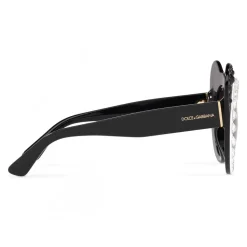 Dolce & Gabbana - Round Sunglasses DG Fashion Panda - Black and White with Strass - Dolce & Gabbana Eyewear - Avvenice