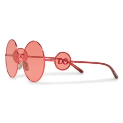 Dolce & Gabbana - Round Metal Sunglasses with DG Detail - Brilliant Burgundy - Dolce & Gabbana Eyewear - Avvenice