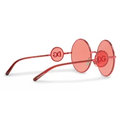 Dolce & Gabbana - Round Metal Sunglasses with DG Detail - Brilliant Burgundy - Dolce & Gabbana Eyewear - Avvenice
