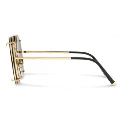 Dolce & Gabbana - Round Sunglasses in Gold Metal with Clip On Print Graffiti - Dolce & Gabbana Eyewear - Avvenice