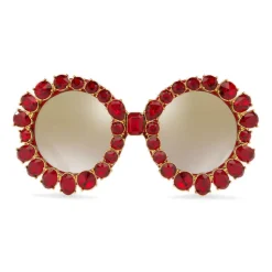 Dolce & Gabbana - Round Sunglasses with Colored Crystals - Transparent Red - Dolce & Gabbana Eyewear - Avvenice