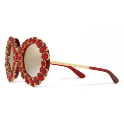 Dolce & Gabbana - Round Sunglasses with Colored Crystals - Transparent Red - Dolce & Gabbana Eyewear - Avvenice