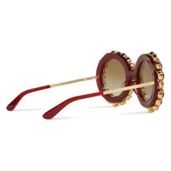 Dolce & Gabbana - Round Sunglasses with Colored Crystals - Transparent Red - Dolce & Gabbana Eyewear - Avvenice