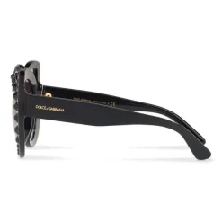 Dolce & Gabbana - Round Acetate Sunglasses with Crystals - Black - Dolce & Gabbana Eyewear - Avvenice