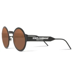 Dolce & Gabbana - Round Sunglasses with DG Logo - Black - Dolce & Gabbana Eyewear - Avvenice