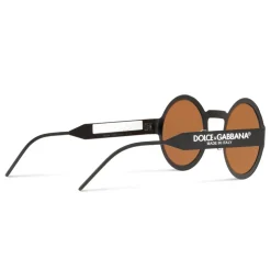 Dolce & Gabbana - Round Sunglasses with DG Logo - Black - Dolce & Gabbana Eyewear - Avvenice
