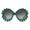 Dolce & Gabbana - Round Sunglasses with Colored Crystals - Green - Dolce & Gabbana Eyewear - Avvenice