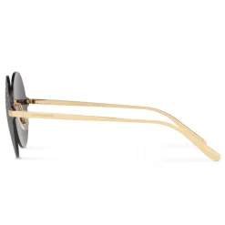 Dolce & Gabbana - Round Sunglasses Plaque Logo - Gold - Dolce & Gabbana Eyewear - Avvenice