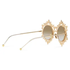 Dolce & Gabbana - Round Sunglasses with DG Star - Gold - Dolce & Gabbana Eyewear - Avvenice