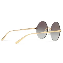 Dolce & Gabbana - Round Sunglasses Plaque Logo - Black Gold - Dolce & Gabbana Eyewear - Avvenice