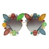 Dolce & Gabbana - Round Metal Sunglasses with Applications - Polished Gold and Multicolored Stones - Dolce & Gabbana Eyewear - Avvenice