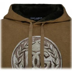 Dolce & Gabbana - Sand Brown Cotton Logo Print Hoodie - Dolce & Gabbana Exclusive Luxury Collection - Avvenice