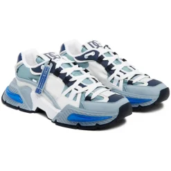 Dolce & Gabbana - Sky Blue and Multicolour Calf Leather Airmaster Low Top Sneakers - Dolce & Gabbana Exclusive Luxury Collection - Avvenice