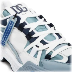 Dolce & Gabbana - Sky Blue and Multicolour Calf Leather Airmaster Low Top Sneakers - Dolce & Gabbana Exclusive Luxury Collection - Avvenice