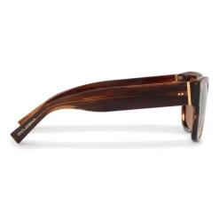Dolce & Gabbana - Square Sunglasses in Acetate - Brown Striped - Dolce & Gabbana Eyewear - Avvenice