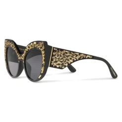 Dolce & Gabbana - Sunglasses Cat-Eye with Decorations Pailettes - Leo and Black Sequins - Dolce & Gabbana Eyewear - Avvenice