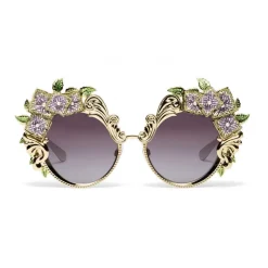 Dolce & Gabbana - Sunglasses in Metal Embroidery Ortensia - Gold and Embroidery Ortensia - Dolce & Gabbana Eyewear - Avvenice