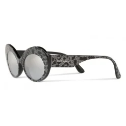 Dolce & Gabbana - Sunglasses Oval in Acetate - Leo with Silver Glitter - Dolce & Gabbana Eyewear - Avvenice