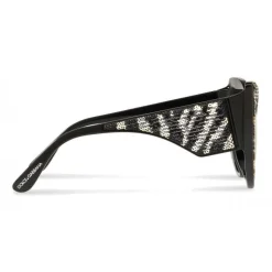 Dolce & Gabbana - Sunglasses Cat-Eye Oversize in Acetate with Sequins - Black - Dolce & Gabbana Eyewear - Avvenice