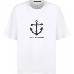 Dolce & Gabbana - White Navy Print Short Sleeve T-Shirt - Dolce & Gabbana Exclusive Luxury Collection - Avvenice
