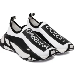 Dolce & Gabbana - White and Black Fast Sneakers - Dolce & Gabbana Exclusive Luxury Collection - Avvenice