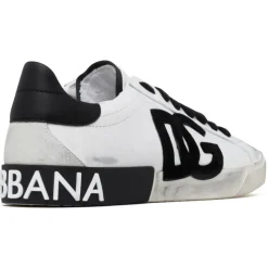 Dolce & Gabbana - White and Black Calf Leather Portofino Low Top Sneakers - Dolce & Gabbana Exclusive Luxury Collection - Avvenice