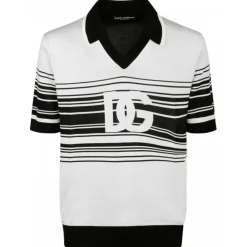 Dolce & Gabbana - White and Black Jacquard Polo Shirt - Dolce & Gabbana Exclusive Luxury Collection - Avvenice