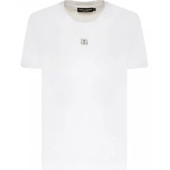 Dolce & Gabbana - White Cotton Crystal Embellished T-Shirt - Dolce & Gabbana Exclusive Luxury Collection - Avvenice
