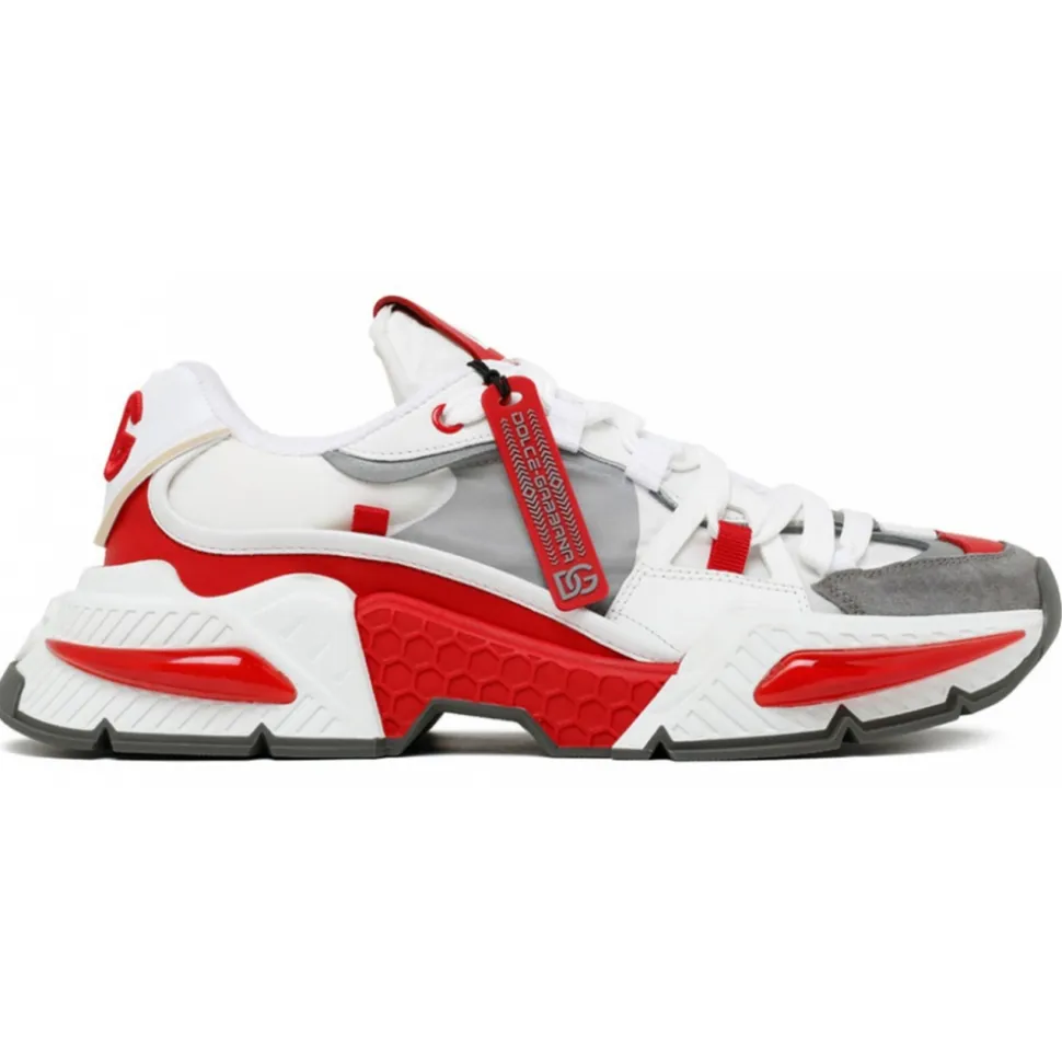 Dolce & Gabbana - White and Red Leather Airmaster Low Top Sneakers - Dolce & Gabbana Exclusive Luxury Collection - Avvenice