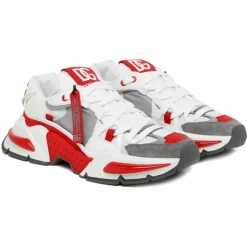 Dolce & Gabbana - White and Red Leather Airmaster Low Top Sneakers - Dolce & Gabbana Exclusive Luxury Collection - Avvenice