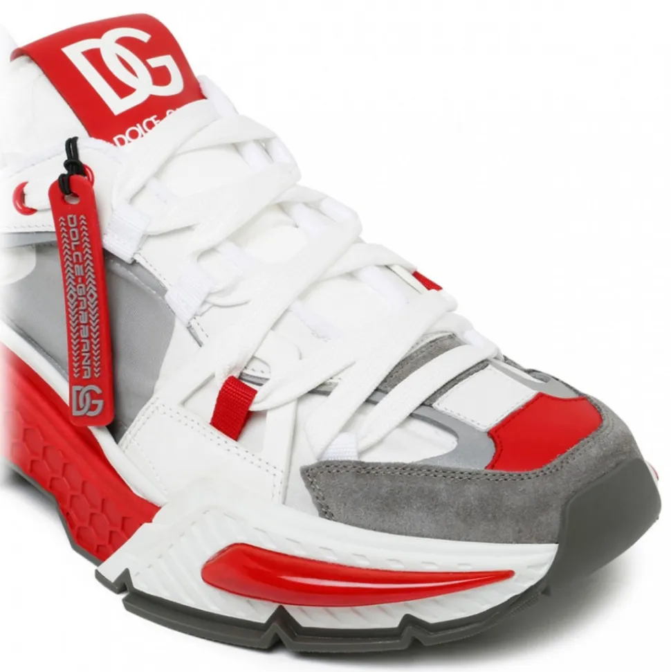 Dolce & Gabbana - White and Red Leather Airmaster Low Top Sneakers - Dolce & Gabbana Exclusive Luxury Collection - Avvenice