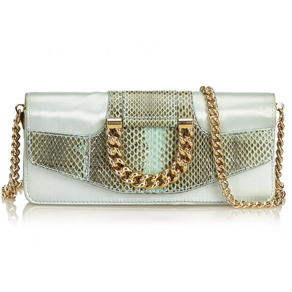 Dolce & Gabbana Vintage - Satin Python Chain Crossbody Bag - Green Gold - Leather and Canvas Handbag - Luxury High Quality - Avvenice