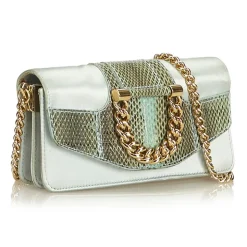 Dolce & Gabbana Vintage - Satin Python Chain Crossbody Bag - Green Gold - Leather and Canvas Handbag - Luxury High Quality - Avvenice