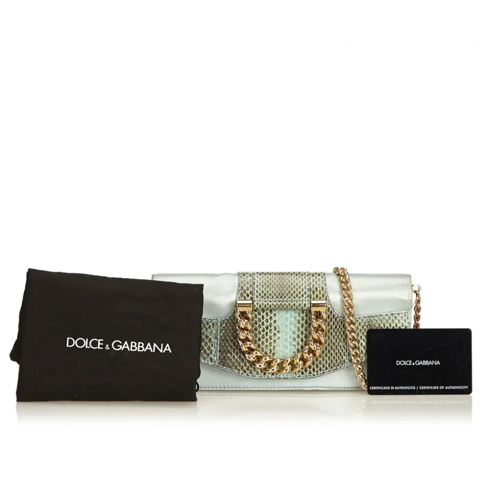 Dolce & Gabbana Vintage - Satin Python Chain Crossbody Bag - Green Gold - Leather and Canvas Handbag - Luxury High Quality - Avvenice
