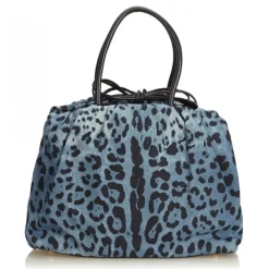 Dolce & Gabbana Vintage - Leopard Printed Denim Tote Bag - Blu Navy - Leather and Canvas Handbag - Luxury High Quality - Avvenice