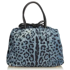 Dolce & Gabbana Vintage - Leopard Printed Denim Tote Bag - Blu Navy - Leather and Canvas Handbag - Luxury High Quality - Avvenice