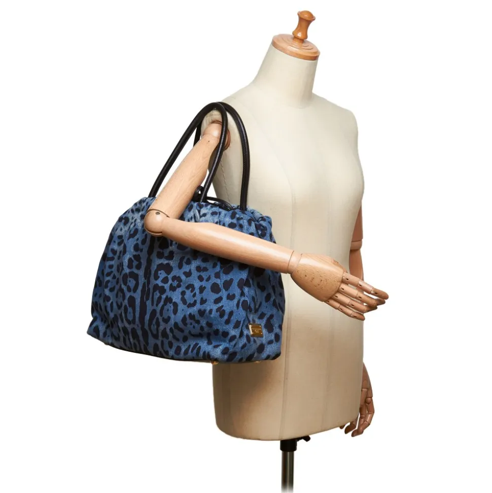 Dolce & Gabbana Vintage - Leopard Printed Denim Tote Bag - Blu Navy - Leather and Canvas Handbag - Luxury High Quality - Avvenice