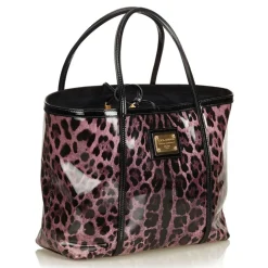 Dolce & Gabbana Vintage - Leopard Printed Tote Bag - Purple - Leather and Canvas Handbag - Luxury High Quality - Avvenice