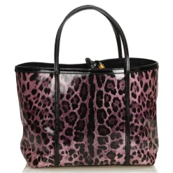 Dolce & Gabbana Vintage - Leopard Printed Tote Bag - Purple - Leather and Canvas Handbag - Luxury High Quality - Avvenice