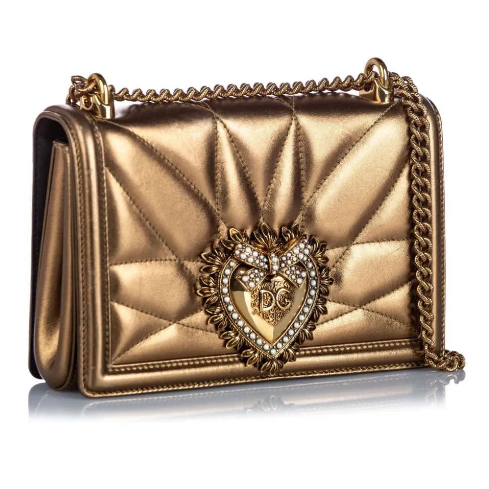 Dolce & Gabbana Vintage - Metallic Leather Devotion Crossbody Bag - Gold - Leather Handbag - Luxury High Quality - Avvenice