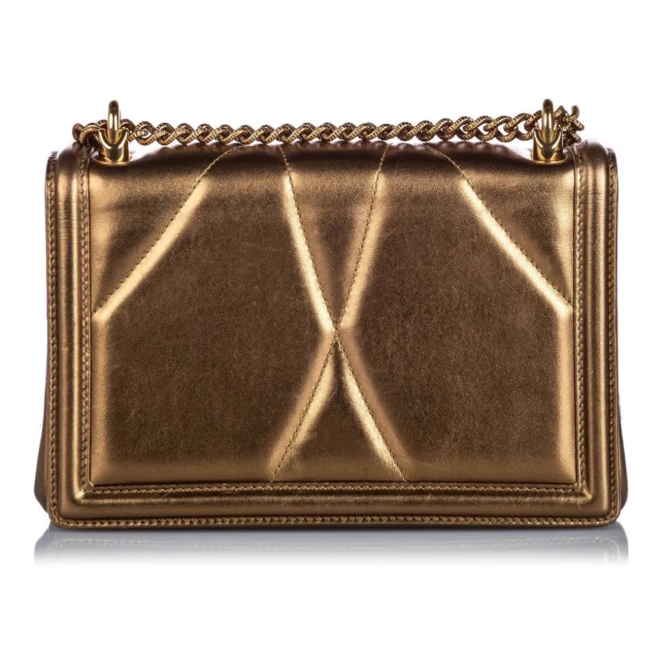 Dolce & Gabbana Vintage - Metallic Leather Devotion Crossbody Bag - Gold - Leather Handbag - Luxury High Quality - Avvenice