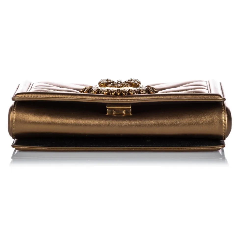Dolce & Gabbana Vintage - Metallic Leather Devotion Crossbody Bag - Gold - Leather Handbag - Luxury High Quality - Avvenice