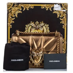 Dolce & Gabbana Vintage - Metallic Leather Devotion Crossbody Bag - Gold - Leather Handbag - Luxury High Quality - Avvenice