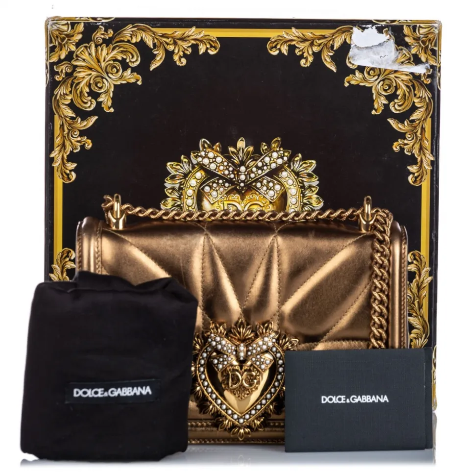 Dolce & Gabbana Vintage - Metallic Leather Devotion Crossbody Bag - Gold - Leather Handbag - Luxury High Quality - Avvenice