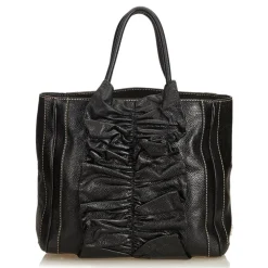 Dolce & Gabbana Vintage - Gathered Leather Tote Bag - Black - Leather Handbag - Luxury High Quality - Avvenice